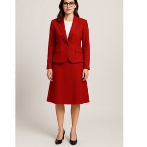 Pendleton 10 Matching 2-Piece Suit Set Blazer 100% Wool A-Line Skirt Jacket Red